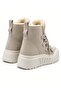 Women's Non-Slip Sole, Dense Fur, Velcro and Lace-Up Ankle Boots-Beige - 3
