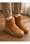 Women's Non-Slip Sole, Dense Fur, Velcro and Lace-Up Ankle Boots-Taba - 2
