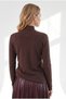 Women's Brown Pleated Detailed Buttoned Knitwear Sweater Kzk-19001172 - 5