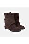 Women's Brown Suede Boots with Buckle Accessories and Folded Detail