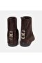 Women's Brown Suede Boots with Buckle Accessories and Folded Detail - 5