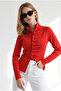 Women's Red Pleated Detailed Buttoned Knitwear Sweater Kzk-19001172 - 3