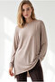 Women's Stone Slit Draped Long Knitted Viscose Blouse Blz-19003089 - 5