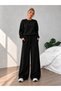 Women's 3-Piece Hooded Winter High Waist Wide Leg Sweatpants Black Gray Navy Blue - 6