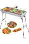 Large Charcoal Grill BBQ with Stand Stainless Steel, Outdoor Barbecue Grill Folding Portable BBQ Tool for Camping Hiking Picnics and Backyard Cooking, Ideal for 5–10 People, 73x71cm