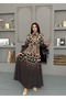 Women's Leopard Print Long Dress with Belt