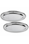 Stainless Steel Oval Serving Tray 35cm, Stackable Dishwasher Safe Food Serving Platter, Silver, Set of 2