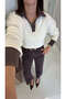Sowe Cream Brown Denim Collar Knitwear