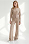 Women's Camel Top Cardigan Bottom Pants Knitwear Set Tkm-19000515 - 2