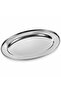 Stainless Steel Oval Serving Tray 50cm, Large Stackable Food Serving Platter, Dishwasher Safe, Silver, 1 Piece