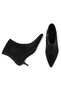 Women's Black Full Stone Pointed Toe 4.5 cm Zipper Detailed Short Heeled Boots - 5