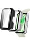 Full Coverage Case with Screen Protector Compatible with Huawei Band 11, PC & Tempered Glass Protective Case Cover, Scratch Resistant Smart Watch Accessories -Matte Black/Matte Silver