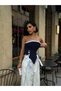Women's Strapless Corset Blouse with Ruffle and Lace Detailing, Stylish Premium Bustier