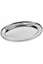 Stainless Steel Oval Serving Tray 60cm, Extra Large Stackable Food Serving Platter, Dishwasher Safe, Silver, 1 Piece