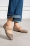 Cream Women's Stoned Ankle Strap Wedge Heeled Stylish Daily Ballerina Shoes - 2