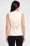 Women Round Neck Sleeveless Plain Waist Coat Top, Biege - 4