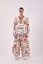 Men's White Ethnic Patterned Loose Suit