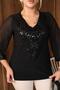 Plus Size Stylish Blouse with Sequin Embroidery - 7