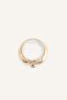 Stone Detailed Embossed Textured Curved Women's Ring I8778Axns - 3
