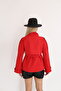 Lined Women's Trench Coat Jacket with Stand Collar and Back Windbreaker Detail - 8