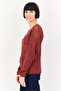 Women Boat Neck Eyelet Sweater, Maroon - 2