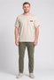 Men Crew Neck Short Sleeve Brand Logo T-Shirt, Light Beige - 2