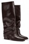 Tokyo Women's Brown Fur Lined Pointed Toe Bellows Flat Heel Below the Knee Slouchy Boots - 3
