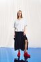 Navy Blue Linen Midi Skirt 17269 - 2