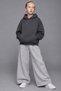 Girl's Oversize Basic Hoodie Sweatshirt Smoked – Hooded, Kangaroo Pocket, 3 Thread Fleece