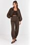 Women's Stand Collar Gold Button Crop Jacket & High Waist Pants Set - 6