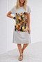 Short Sleeve Crew Neck Cat Patterned Midi Viscose Dress - 2