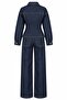 Navy Blue Waist-Slit Jacket and Trousers Denim Set - 0847 - 2