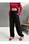 Women's Viscose Ribbed Waist Lace-Up Elastic Pockets Elastic Cuffs Loose Jogger Trousers - Black - 2