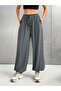 Women's Viscose Ribbed Waist Lace-Up Elastic Pockets Elastic Cuffs Loose Jogger Trousers - Anthracite