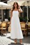 Women's Thin Straps Layered Long Dress with Tie Detail at the Back - 2