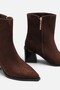Sosa Women's Brown Suede Pointed Toe Short Heeled Boots A016- K4002 - 3