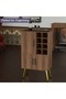 Home Bar Cabinet with Liquor Bottle Rack Wooden Storage Cabinet with 8 Bottle Storage Open Compartments Ideal for Home Bar, Living Room - Dark Hunton Oak - 4
