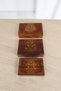 Hand Carved Brass Inlaid Wooden 3-Piece Box Set Red Velvet Covered Dowry Jewelry Box - 5