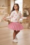 Girl's Suit with Skirt and Cardigan, Long Sleeve, Heart-Patterned Skirt with Trim Detail Pmb. New Season - 5