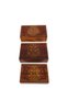 Hand Carved Brass Inlaid Wooden 3-Piece Box Set Red Velvet Covered Dowry Jewelry Box - 3