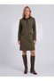 Women's Khaki Brown Polo Collar Buttoned Pocket Steel Knitted Dress - 2