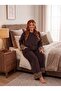 New Season Women's Velvet Crew Neck Plush Detailed Design Long Sleeve Plus Size (Oversized) Pajama Set - 4