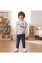 100% Cotton Two Strips Shark Printed Sweatshirt 5Y,6Y,7Y,8Y Boys' Beige