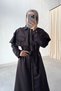 Cape Detail Trench Dress - Brown - 3