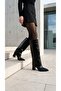 Women's Black Detachable Leggings Pointed Toe Thick Heeled Zippered Boots - 8