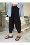 Women's Black High Waist Pleated Balloon Leg Carrot Model Shalwar Fabric Trousers - 5