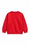 Girl's Oversize Sweatshirt Basic Red – Crew Neck, 3-Thread Ribbed Fleece - 6