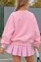 Girl's Oversize Sweatshirt Basic Pink – Crew Neck, 3-Ply Fleece - 7
