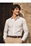 Light Beige Striped Regular Fit Long Woven Casual 100% Cotton Shirt - 2