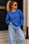 Women's Crew Neck Soft Soft Textured Oversize Acrylic Knitwear Sweater - 3